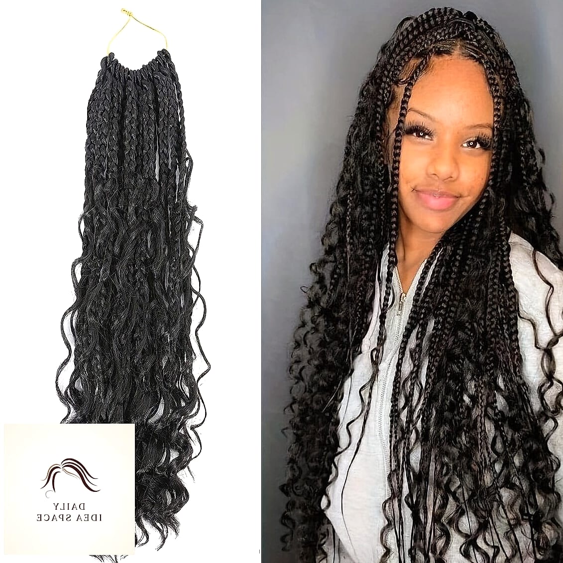 Two-Strand Boho Braids with Curly Ends